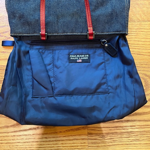 Vintage Polo Jeans Co Denim Tote with Sequin American Flag. Ralph Lauren - Picture 6 of 6